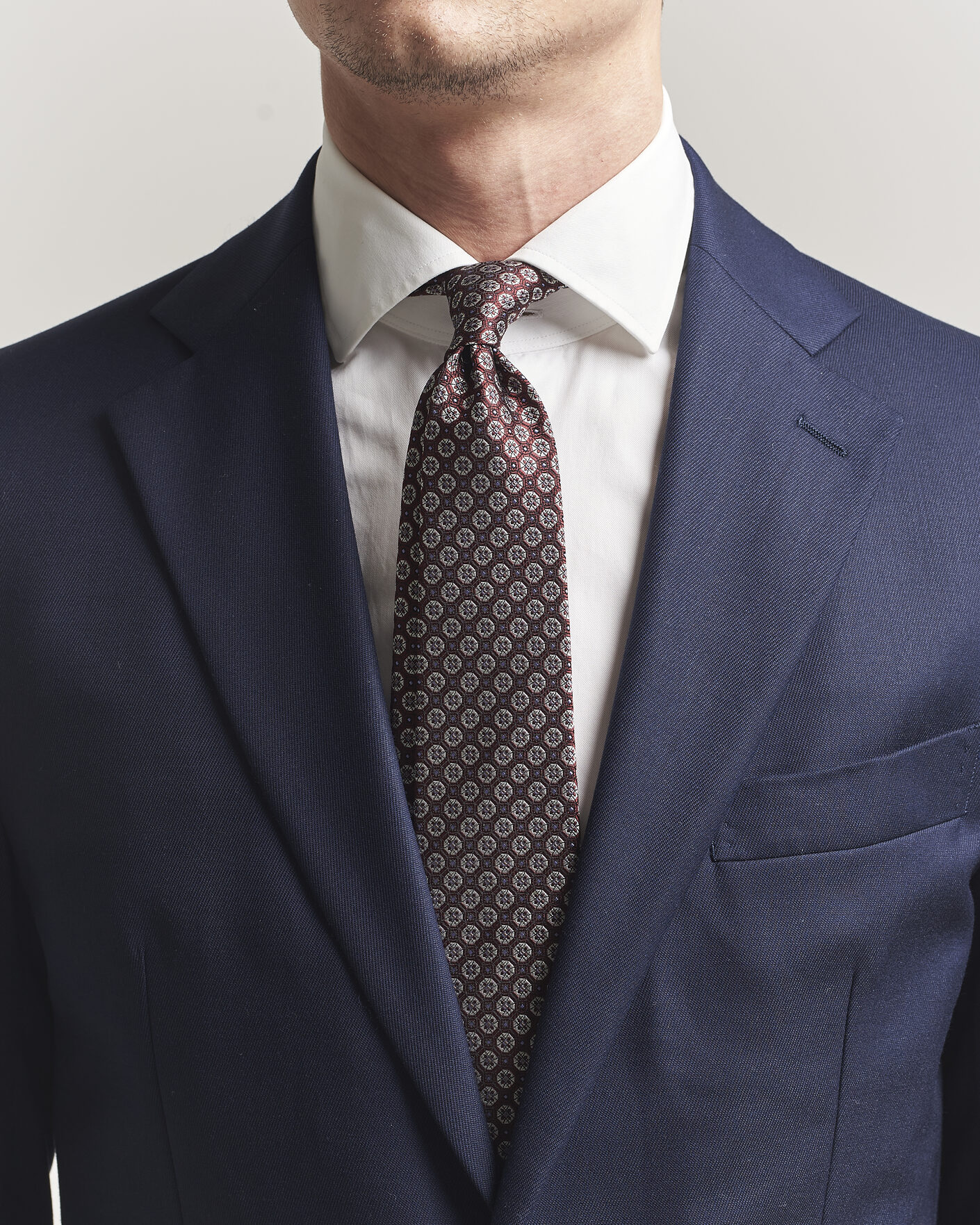 Heren | Stropdassen | Canali | Jacquard Flower Silk Tie Burgundy