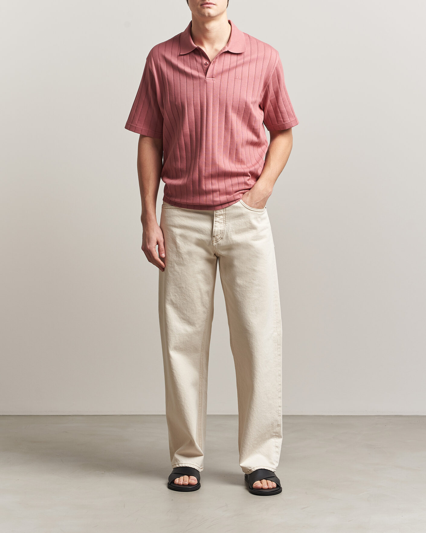 Heren | Polo's | J.Lindeberg | Simon Striped Polo Withered Rose