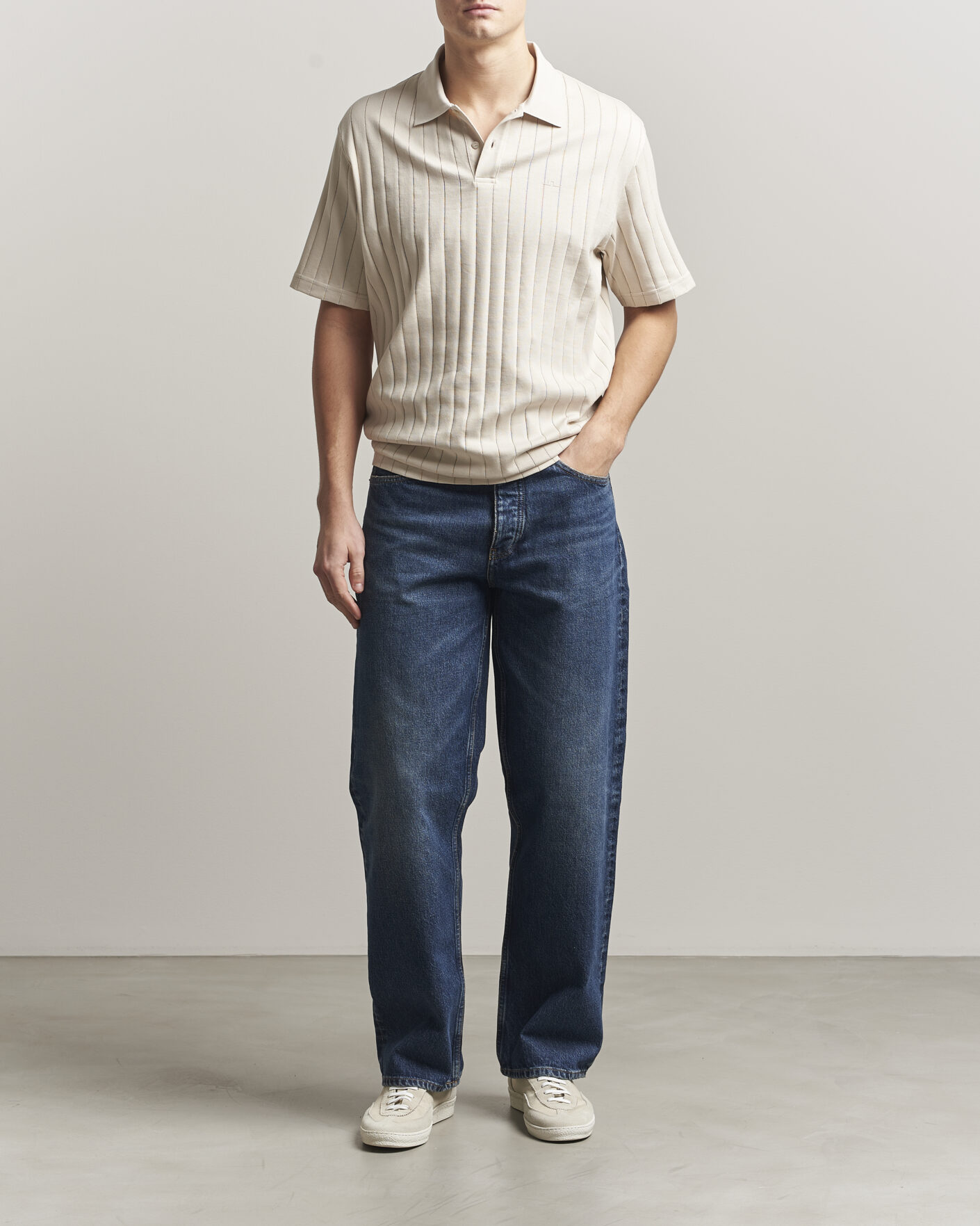 Heren | Polo's | J.Lindeberg | Simon Striped Polo Moonbeam