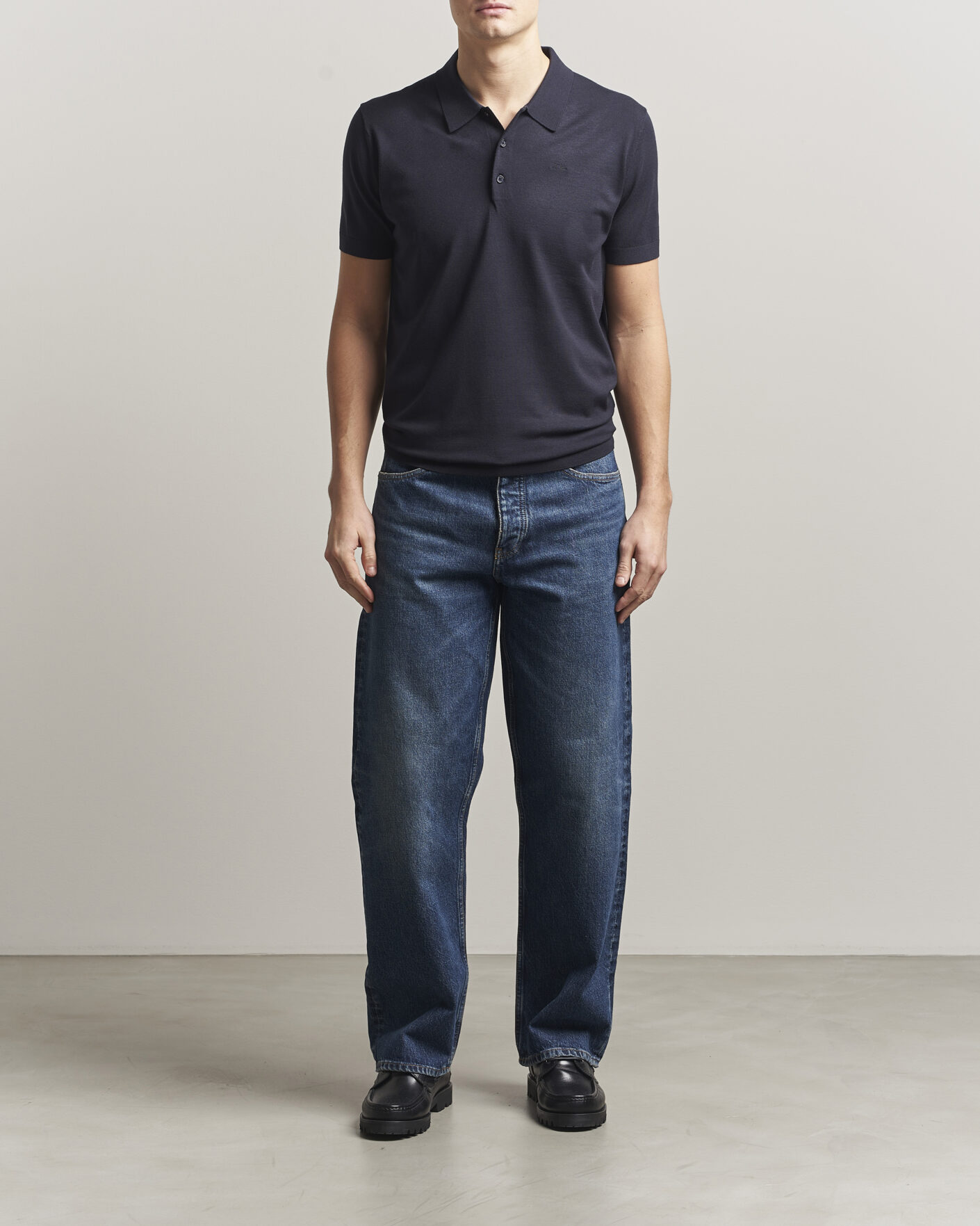 Homme | Polos | J.Lindeberg | Ridge Knitted Polo JL Navy