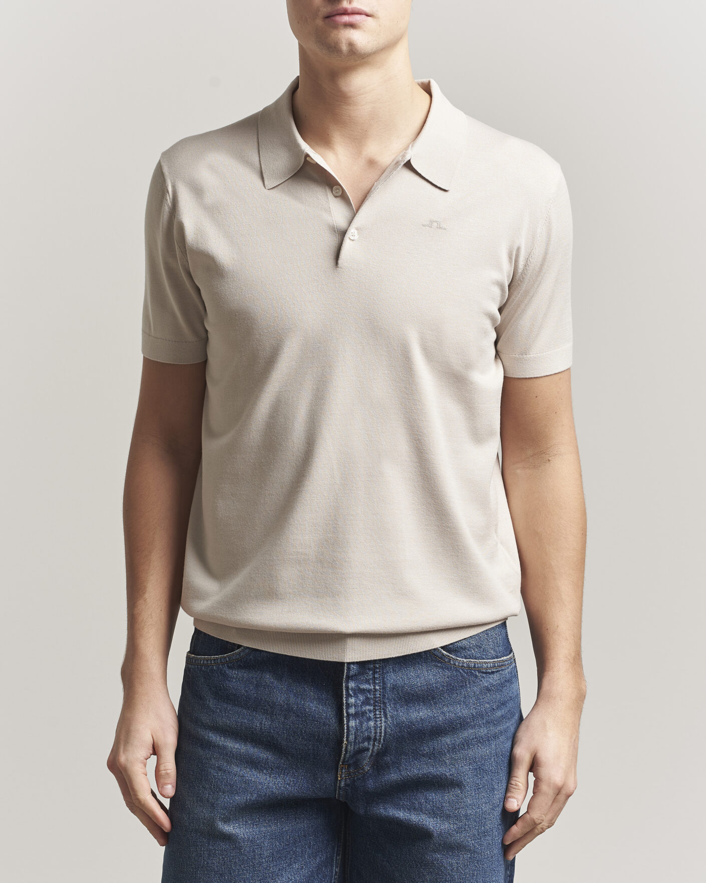 Heren | Polo's | J.Lindeberg | Ridge Knitted Polo Moonbeam