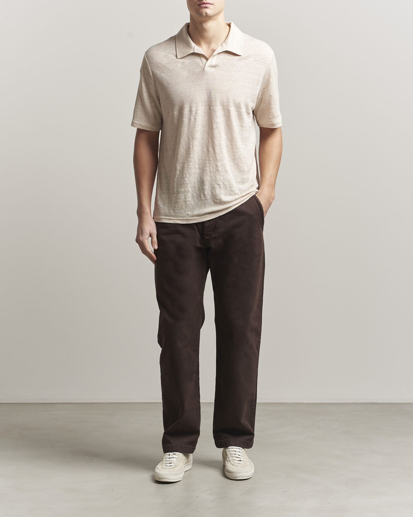 Heren | Polo's | J.Lindeberg | Roy Linen Polo Moonbeam