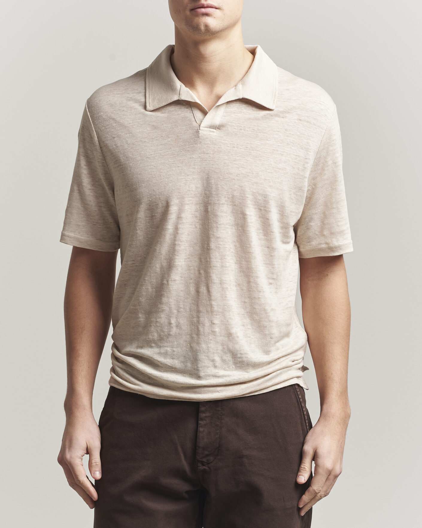 Heren | Polo's | J.Lindeberg | Roy Linen Polo Moonbeam