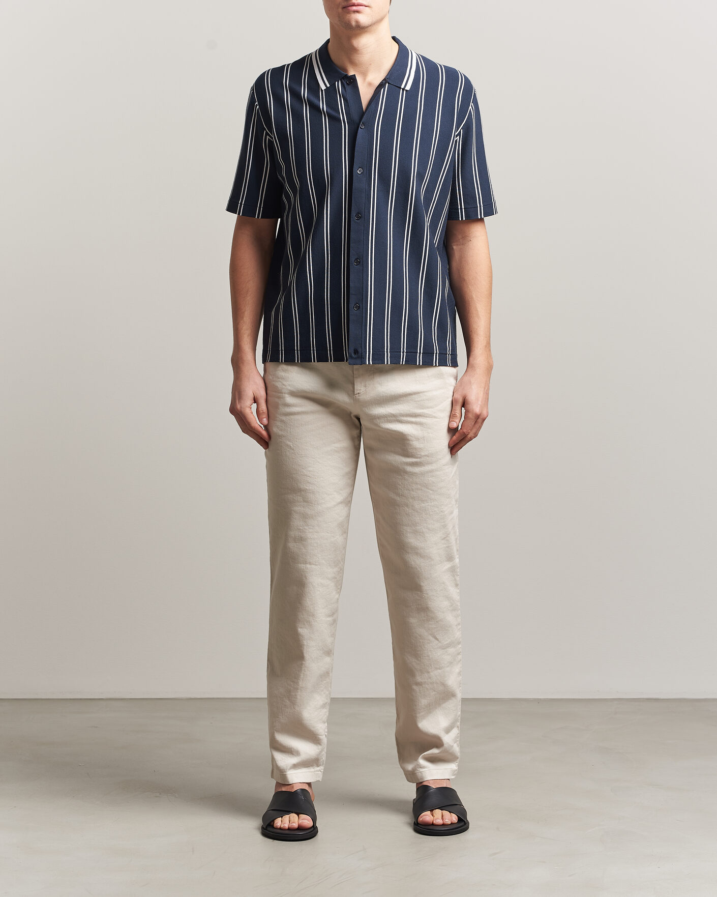 Homme | Chemises | J.Lindeberg | Rue Knit Short Sleeve Shirt JL Navy