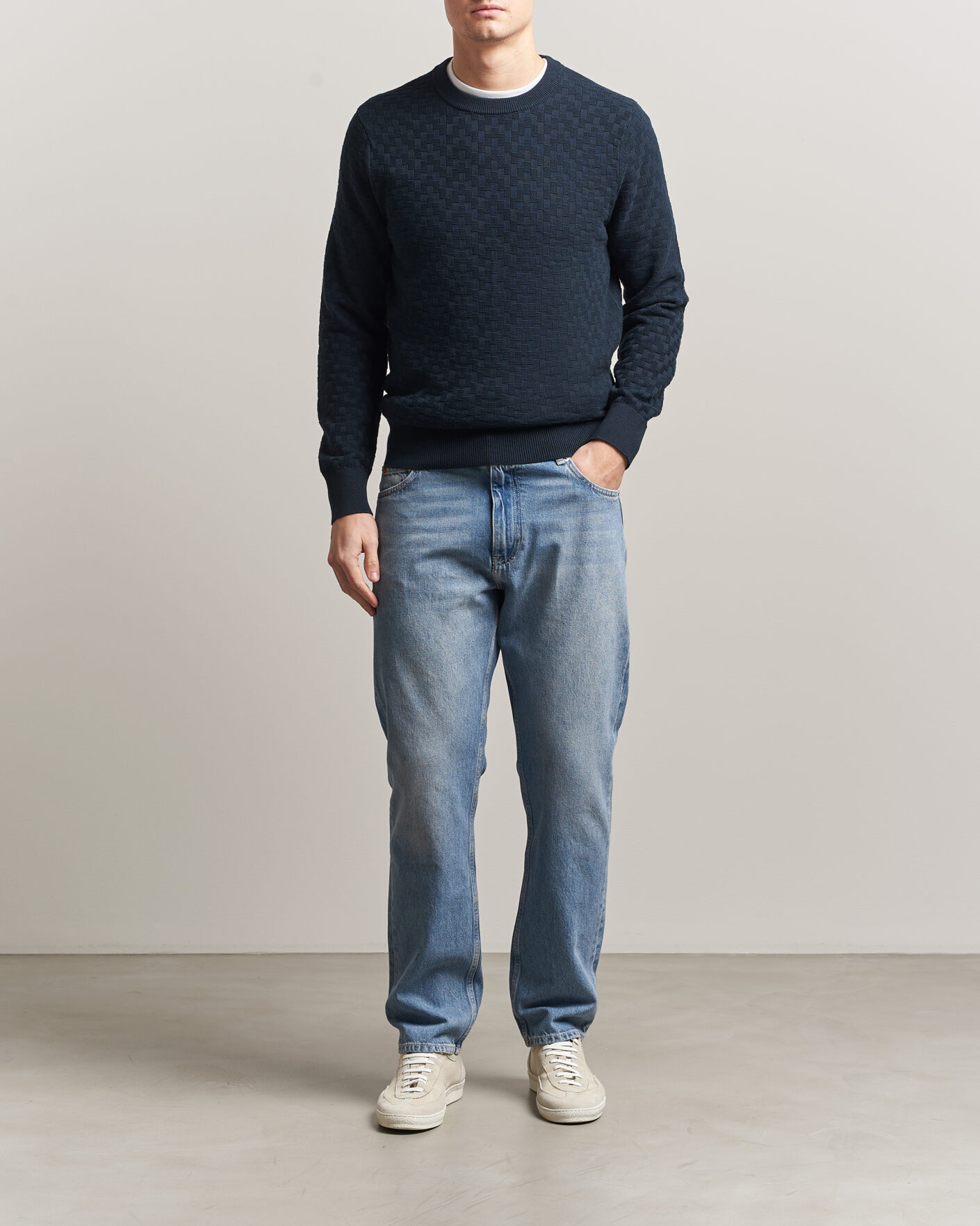 Heren | Truien | J.Lindeberg | Arthur Knit Cotton Sweater JL Navy