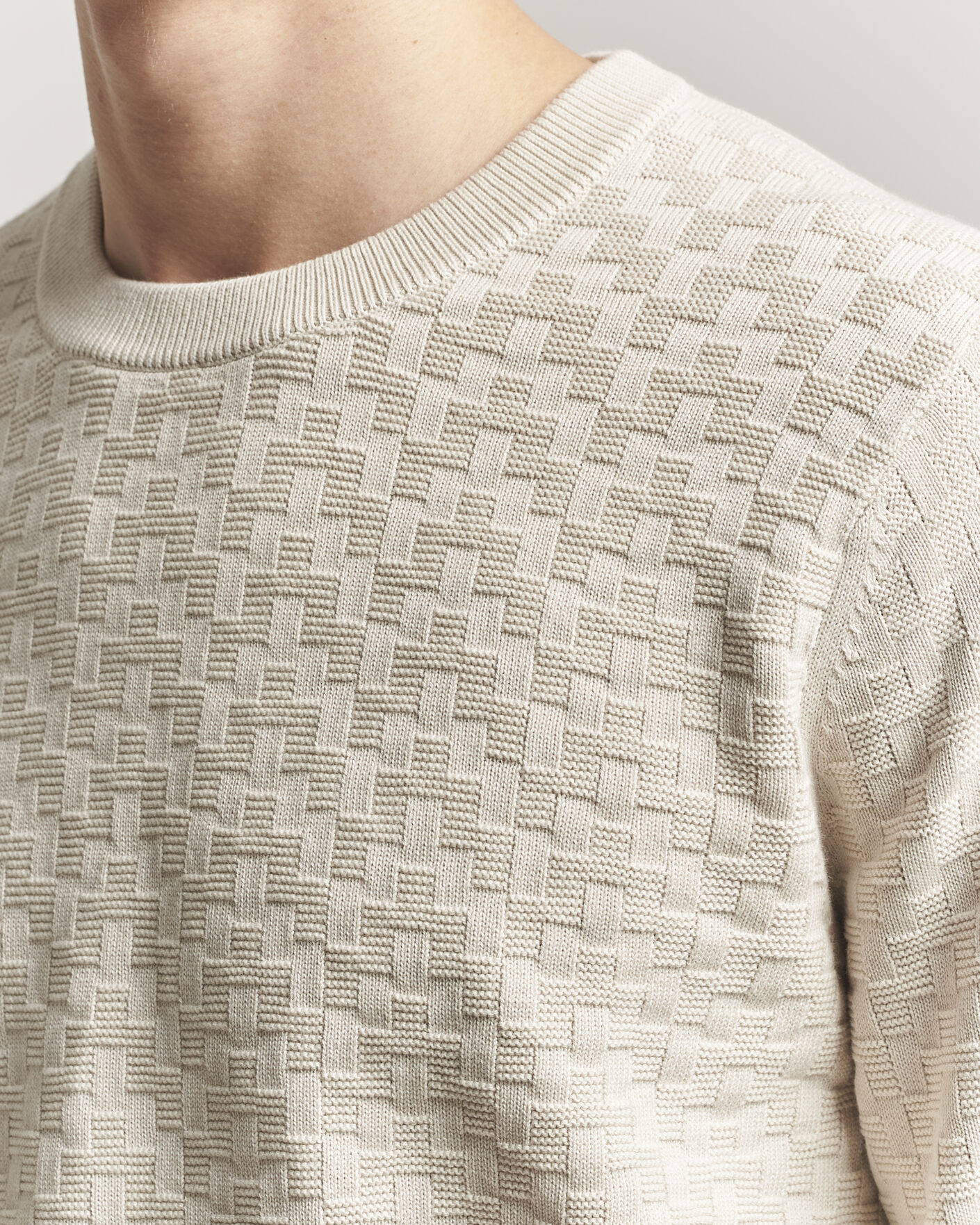 Heren | Truien | J.Lindeberg | Arthur Knit Cotton Sweater Moonbeam