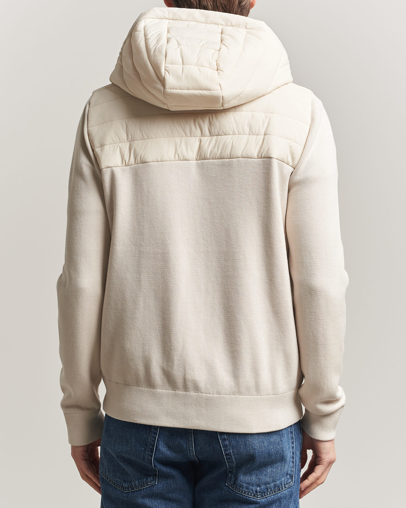Homme | Manteaux Et Vestes | J.Lindeberg | Ebbe Hybrid Knit Hoodie Moonbeam