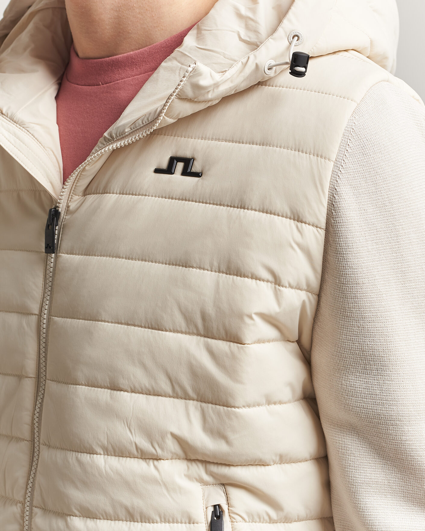 Homme | Manteaux Et Vestes | J.Lindeberg | Ebbe Hybrid Knit Hoodie Moonbeam