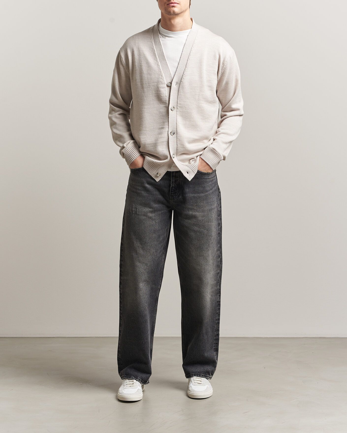 Heren | Truien | J.Lindeberg | Jared Merino Cardigan Moonbeam Melange