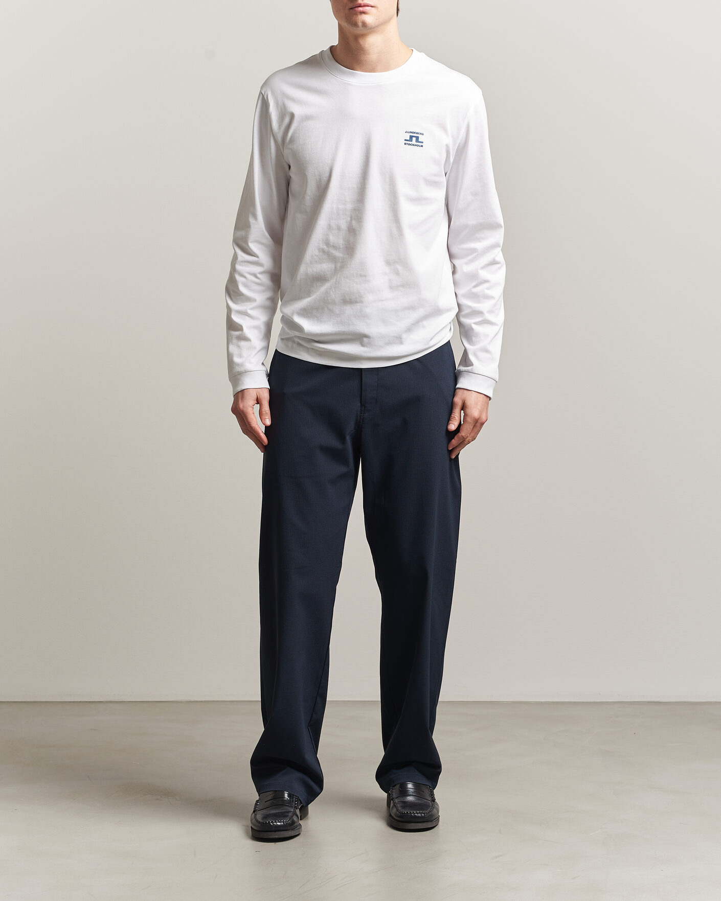 Heren | T-shirts | J.Lindeberg | Parcie Long Sleeve T-Shirt White