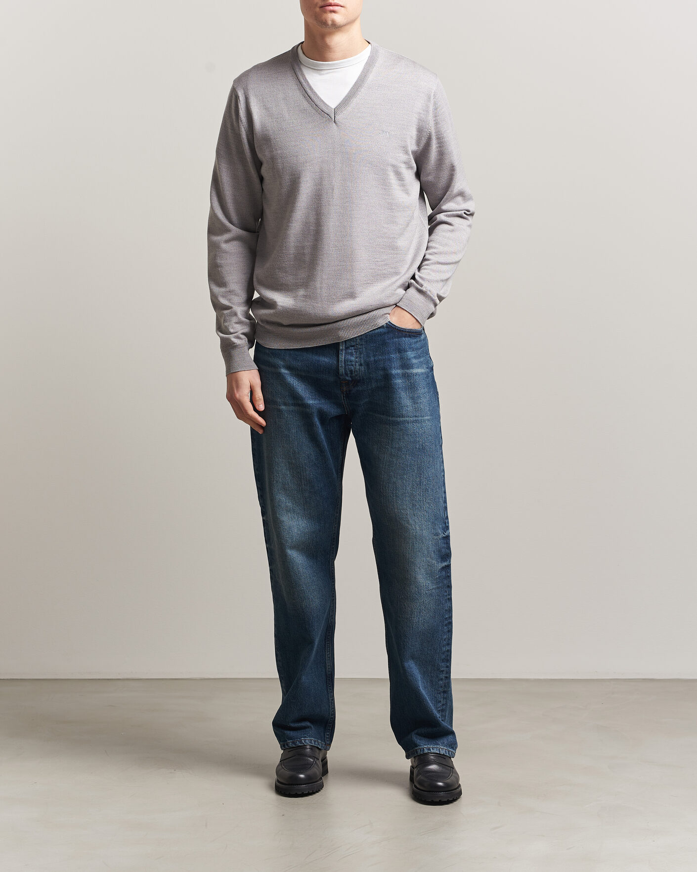 Heren | Truien | J.Lindeberg | Lymann Merino V-Neck Pullover Light Grey Melange