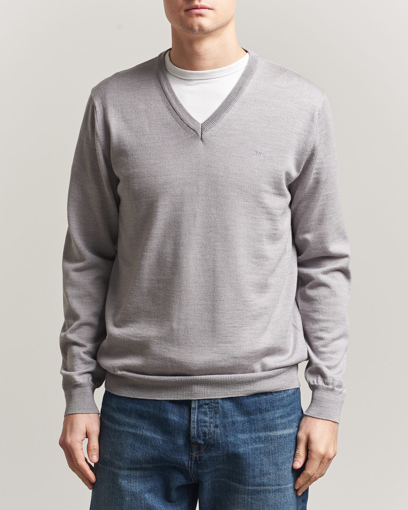 Heren | Truien | J.Lindeberg | Lymann Merino V-Neck Pullover Light Grey Melange