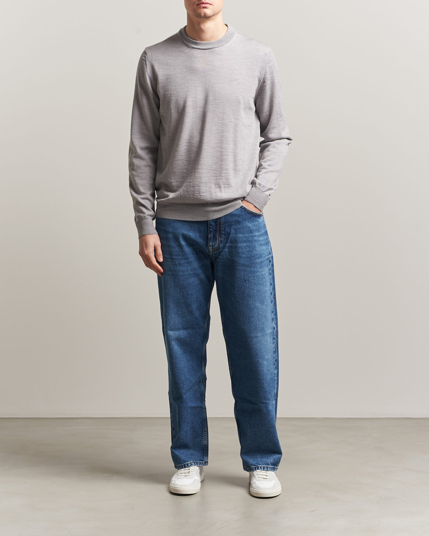 Heren | Truien | J.Lindeberg | Keane Merino Crew Neck Pullover Light Grey Melange