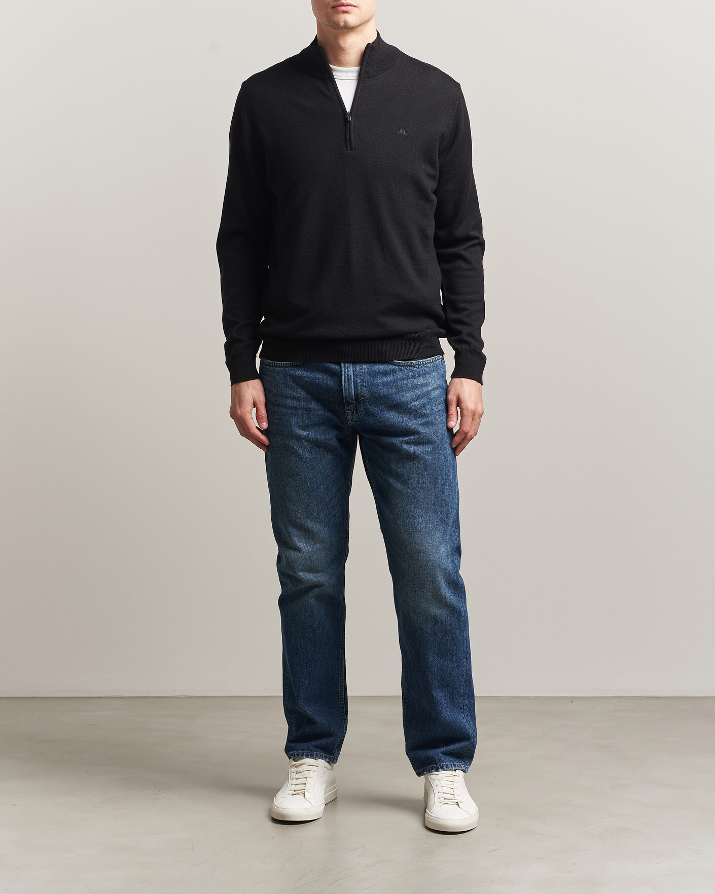 Heren | Truien | J.Lindeberg | Kiyan Merino Half Zip Black