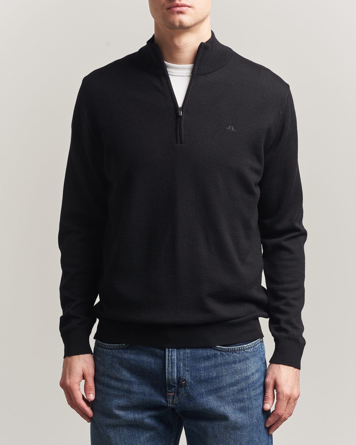 Heren | Truien | J.Lindeberg | Kiyan Merino Half Zip Black