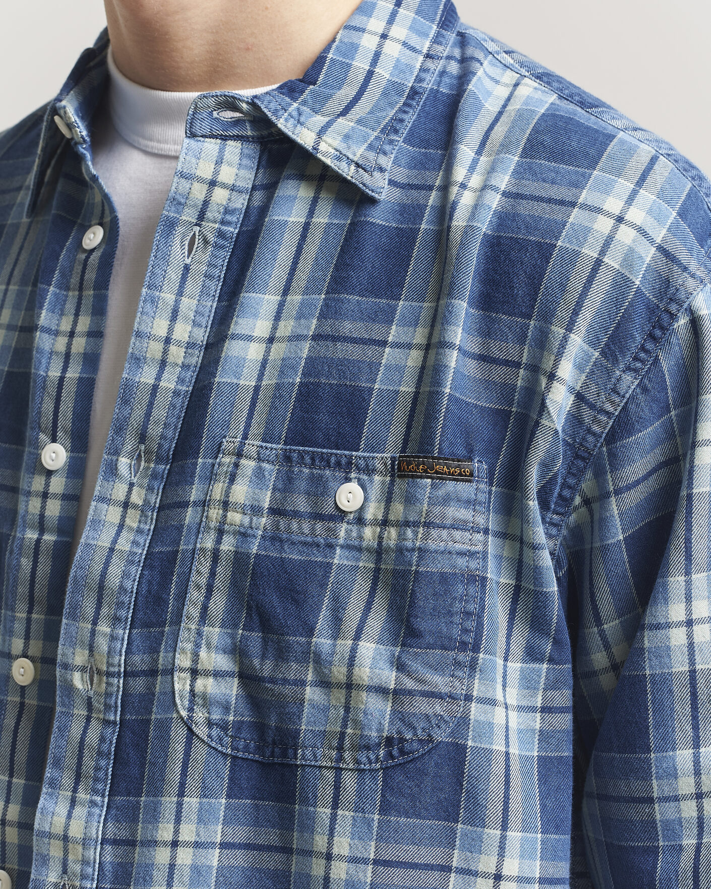 Heren | Overhemden | Nudie Jeans | Julian Checked Worker Shirt Indigo