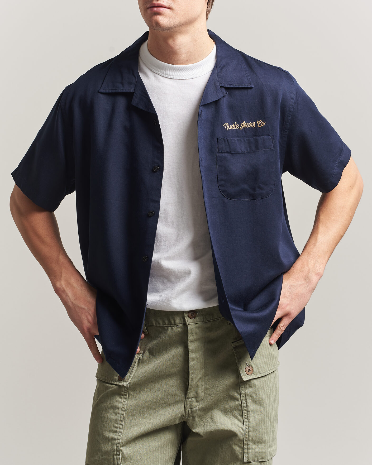 Heren | Overhemden | Nudie Jeans | Arthur Bowling Shirt Navy