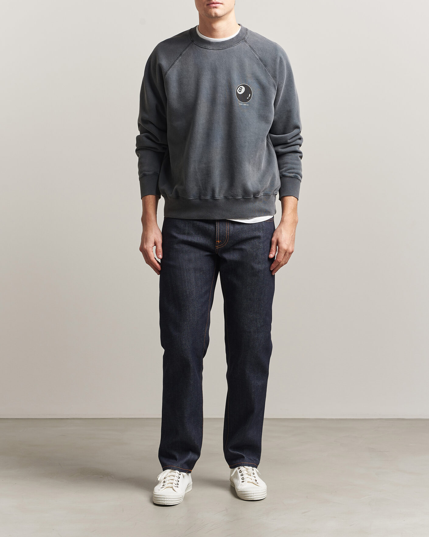 Homme | Pulls Et Tricots | Nudie Jeans | Palle Printed Crew Neck Sweatshirt Antracite