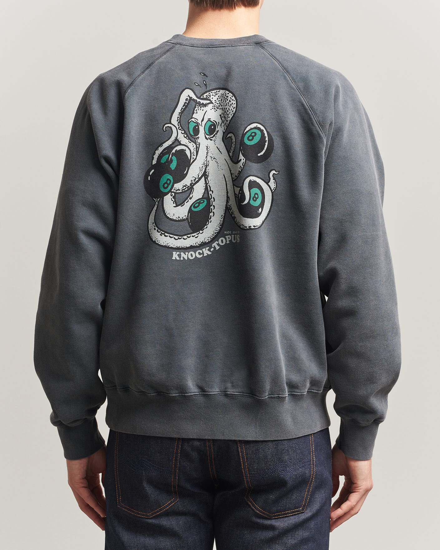 Homme | Pulls Et Tricots | Nudie Jeans | Palle Printed Crew Neck Sweatshirt Antracite