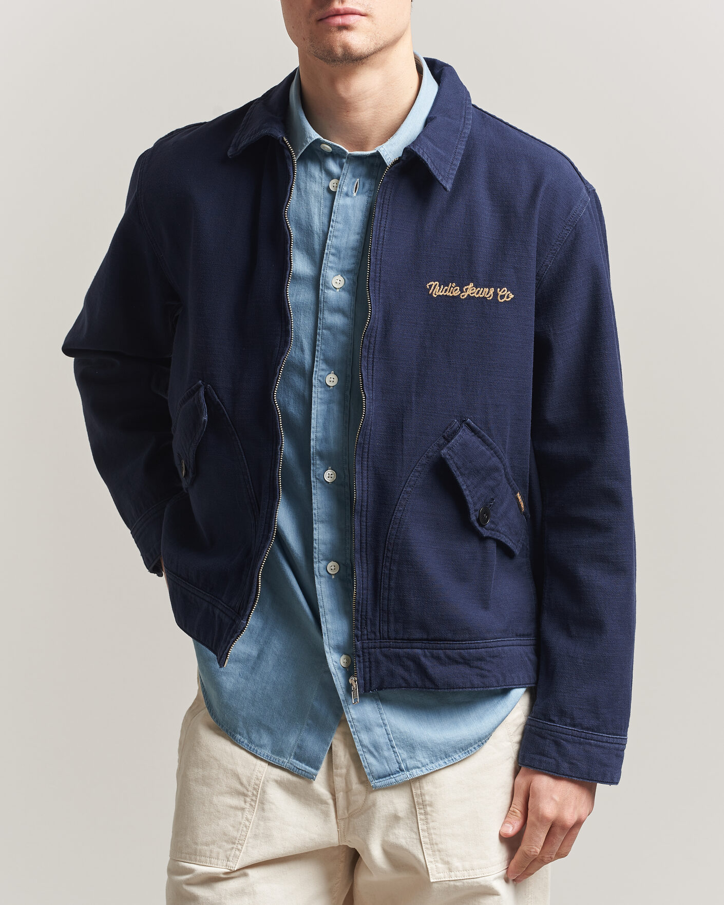 Homme | Manteaux Et Vestes | Nudie Jeans | Blake Embroided Jacket Navy