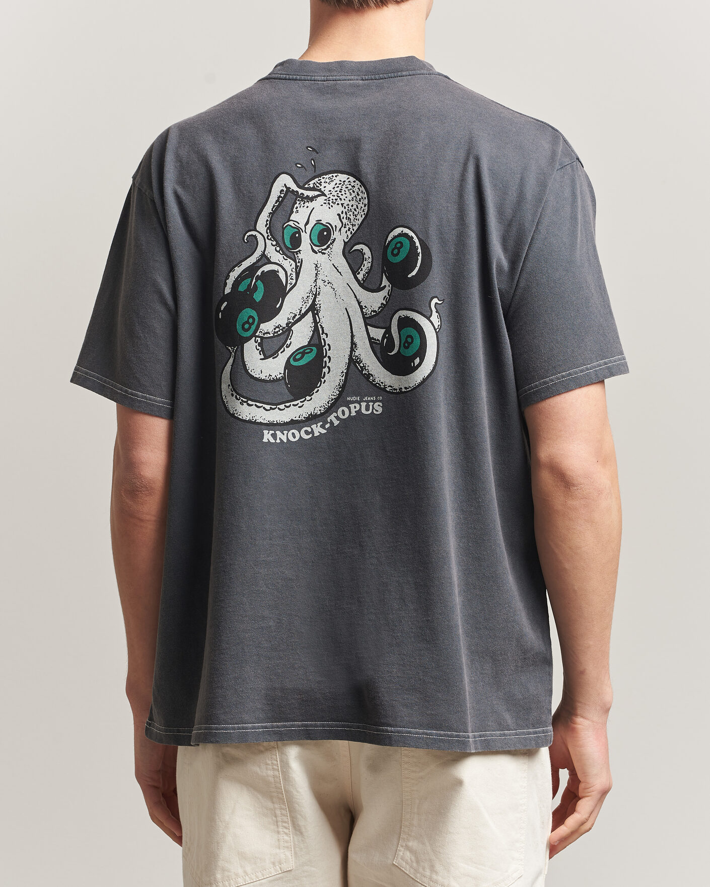 Heren | T-shirts | Nudie Jeans | Koffe Printed T-Shirt Antracite