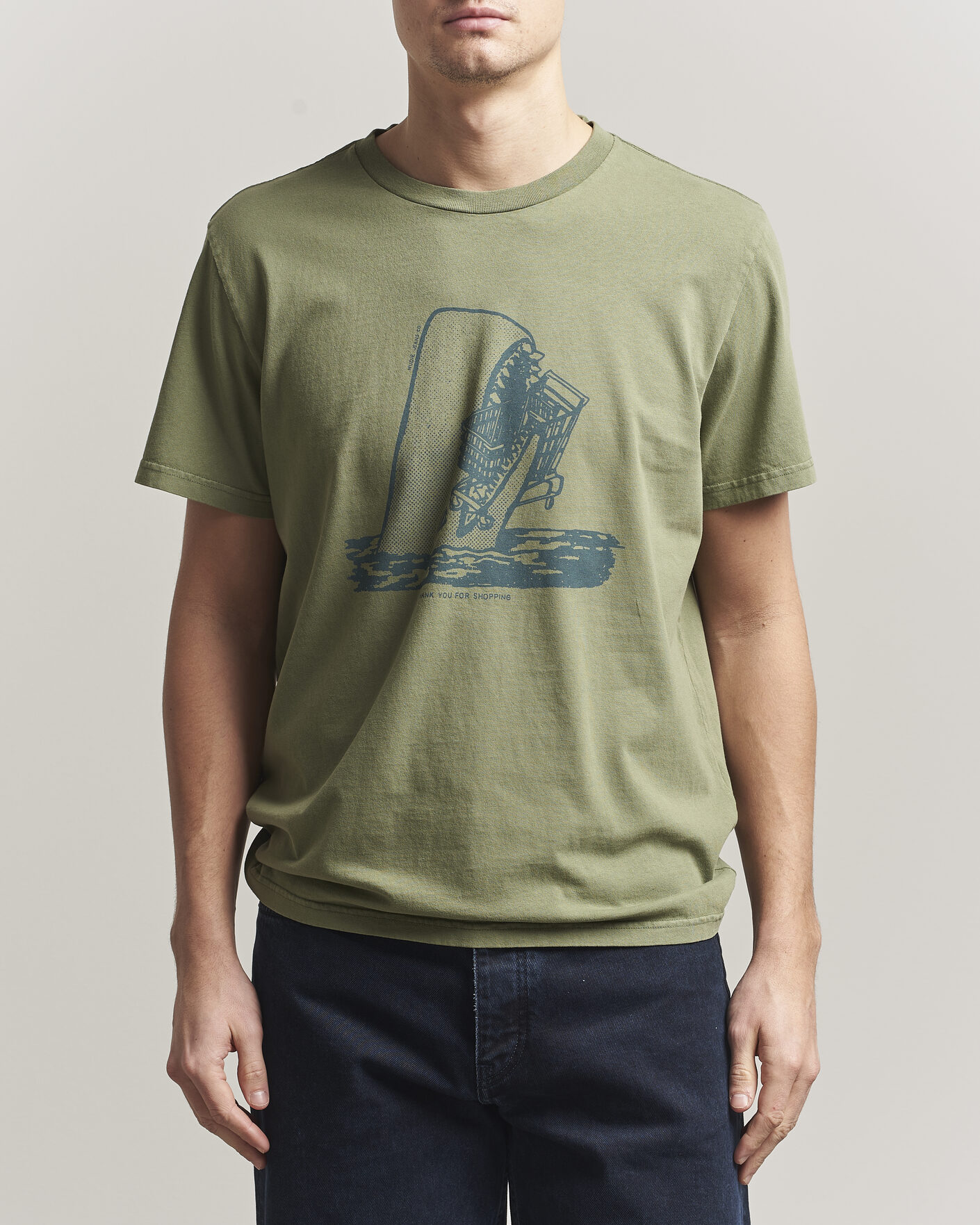 Heren | T-shirts | Nudie Jeans | Roy Printed T-Shirt Green