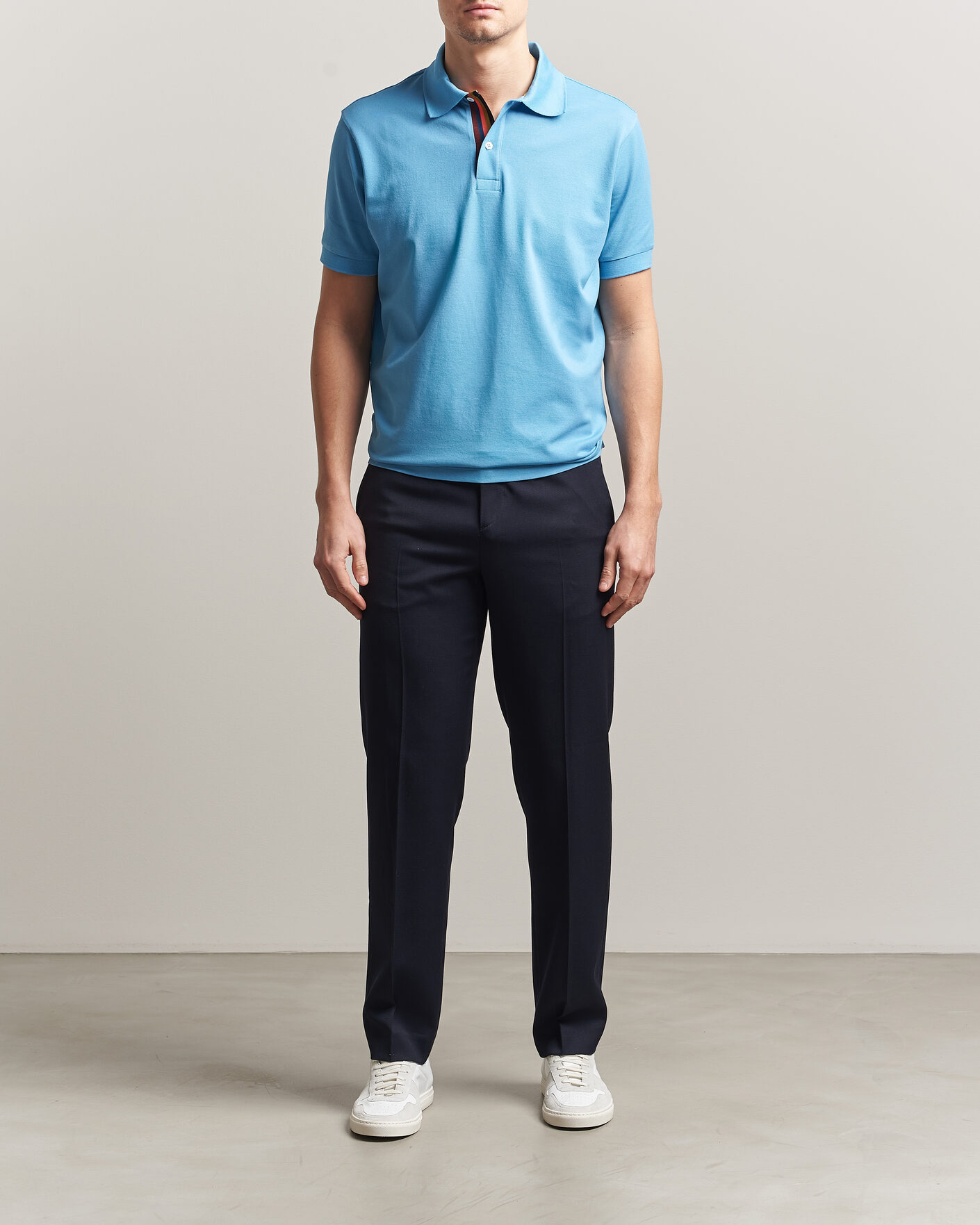 Homme | Polos | Paul Smith | Placket Stripe Polo Blue