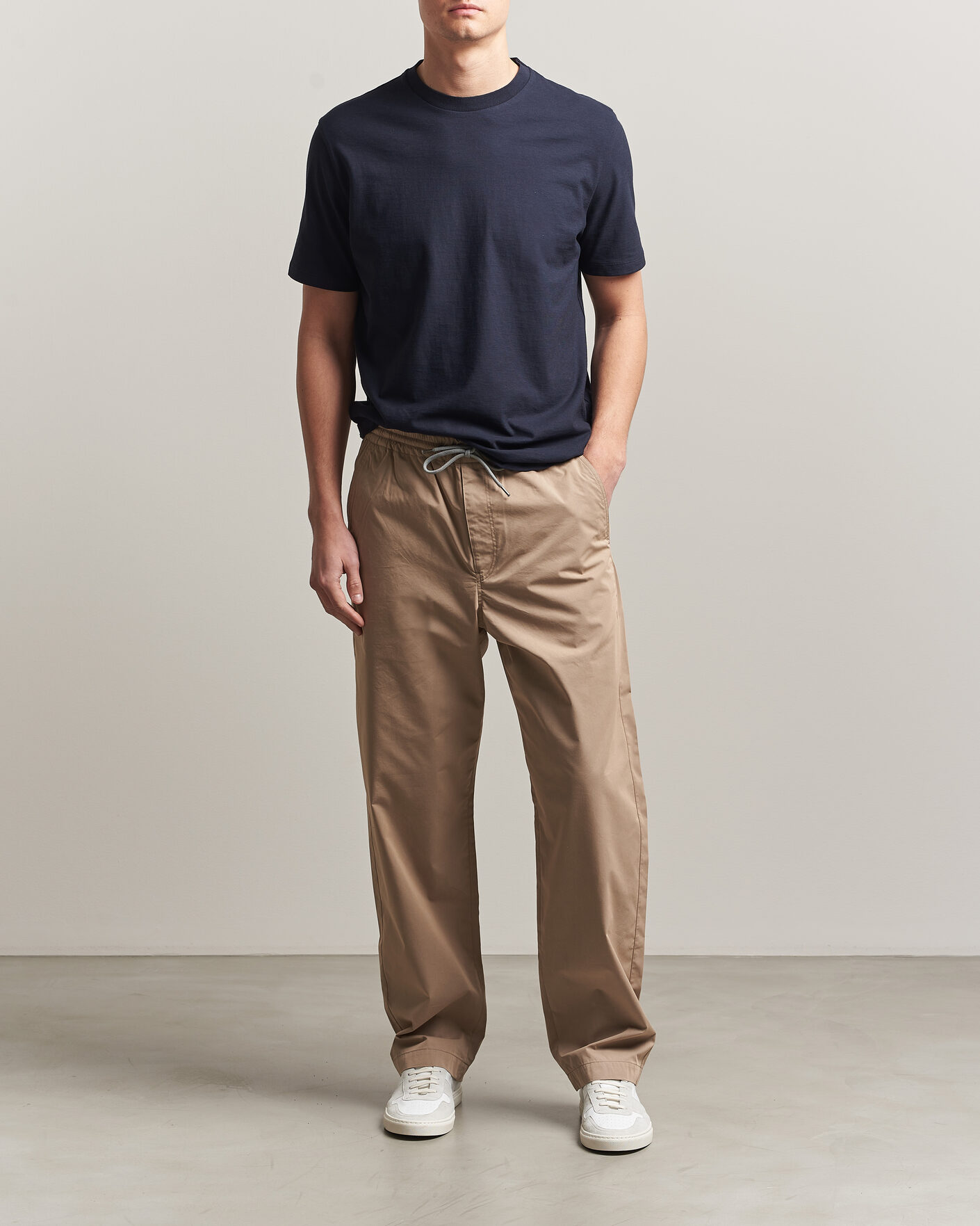 Heren | Broeken | PS Paul Smith | Casual Cotton Drawstring Trousers Beige