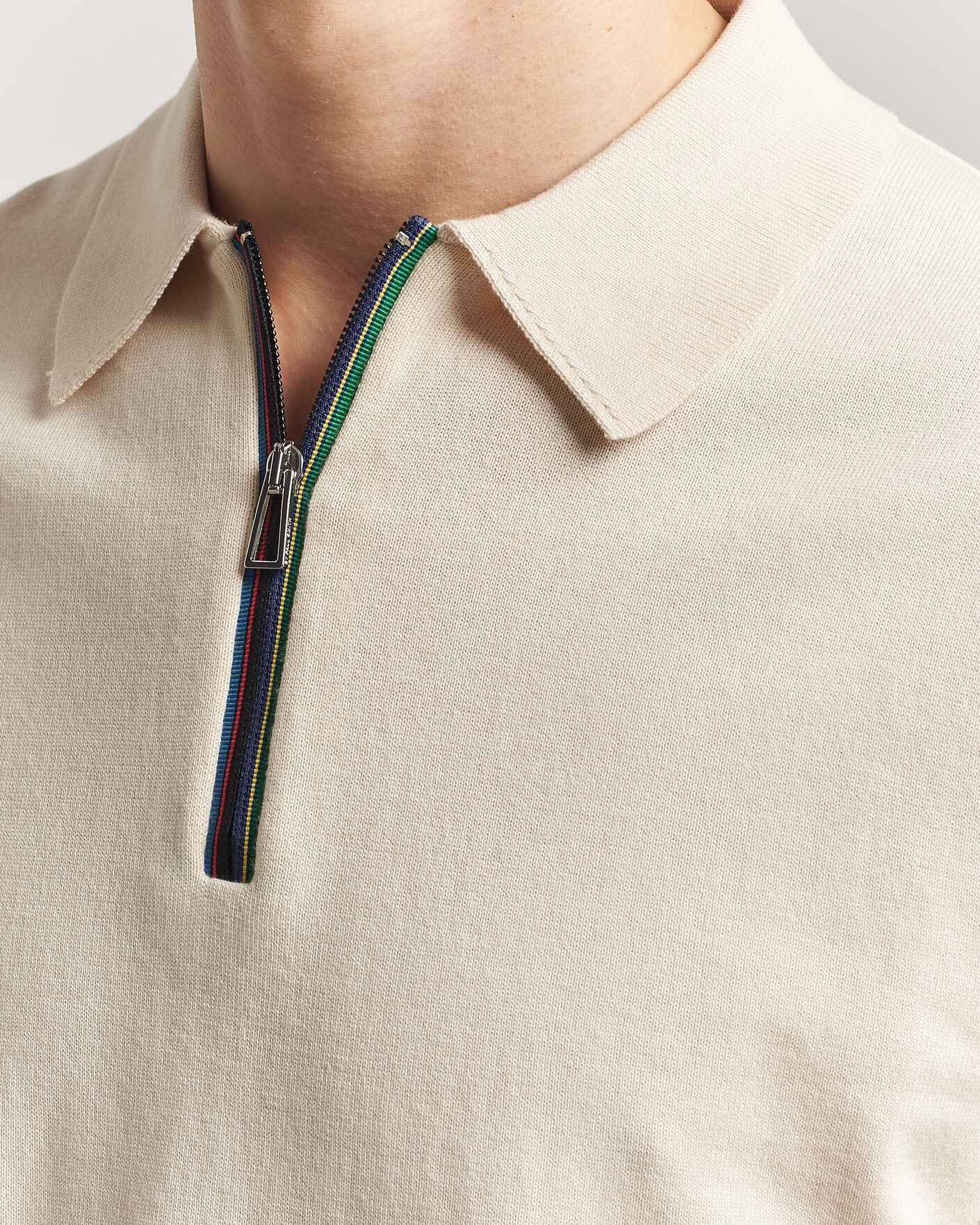 Heren | Polo's | PS Paul Smith | Cotton Knitted Half Zip Polo Off White