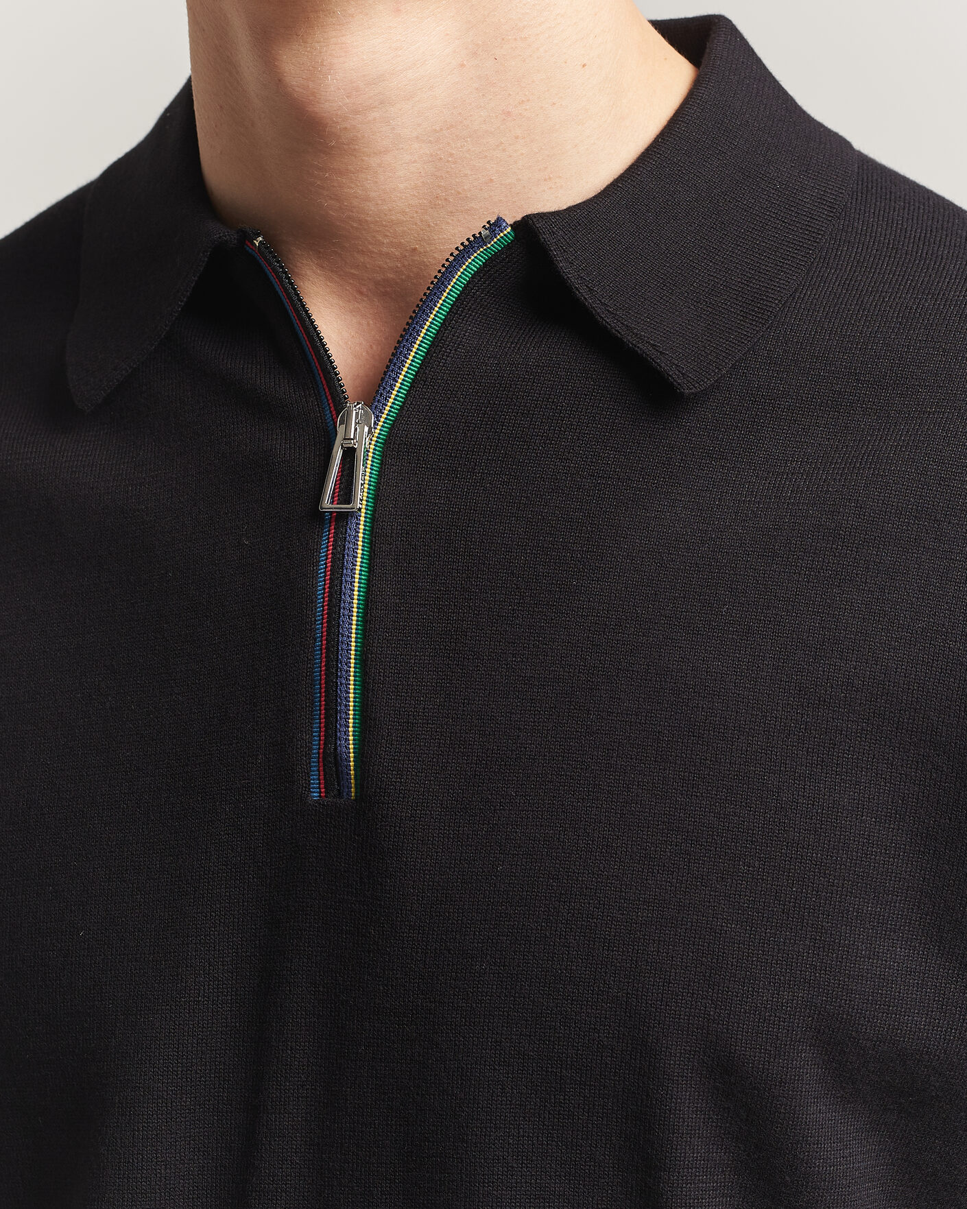 Heren | Polo's | PS Paul Smith | Cotton Knitted Half Zip Polo Black