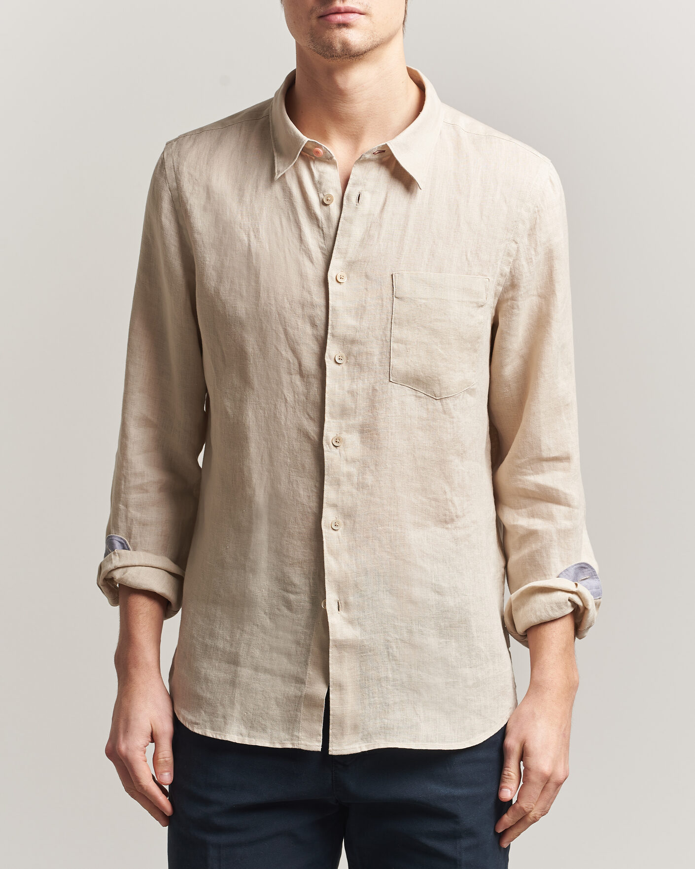 Heren | Overhemden | PS Paul Smith | Tailored Fit Linen Shirt Beige