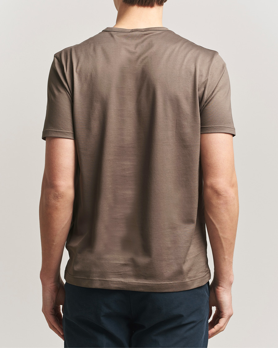 Heren | T-shirts | Sunspel | Crew Neck Q82 Cotton T-Shirt Dark Cedar