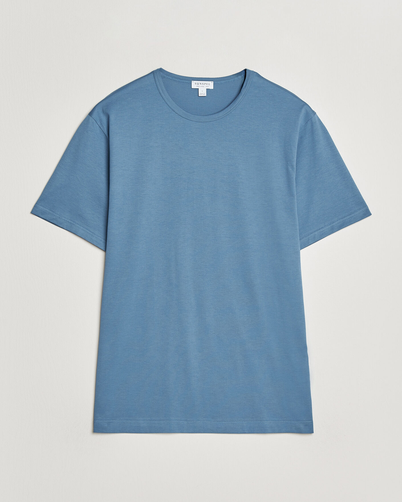 Heren | T-shirts | Sunspel | Crew Neck Q82 Cotton T-Shirt Air Force Blue