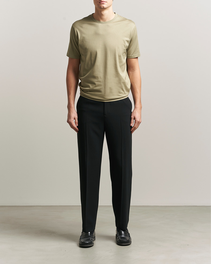 Heren | T-shirts | Sunspel | Crew Neck Q82 Cotton T-Shirt Pistachio