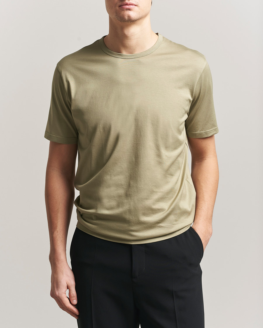 Homme | T-shirts | Sunspel | Crew Neck Q82 Cotton T-Shirt Pistachio