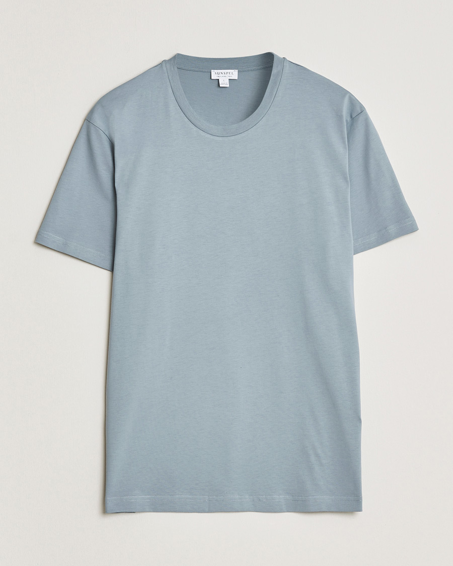 Homme | T-shirts | Sunspel | Riviera Midweight T-Shirt Stone Blue