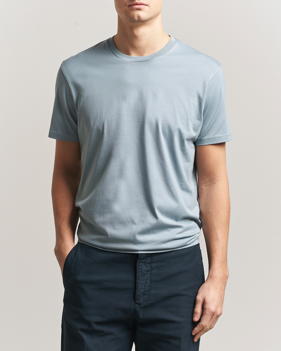 Homme | T-shirts | Sunspel | Riviera Midweight T-Shirt Stone Blue