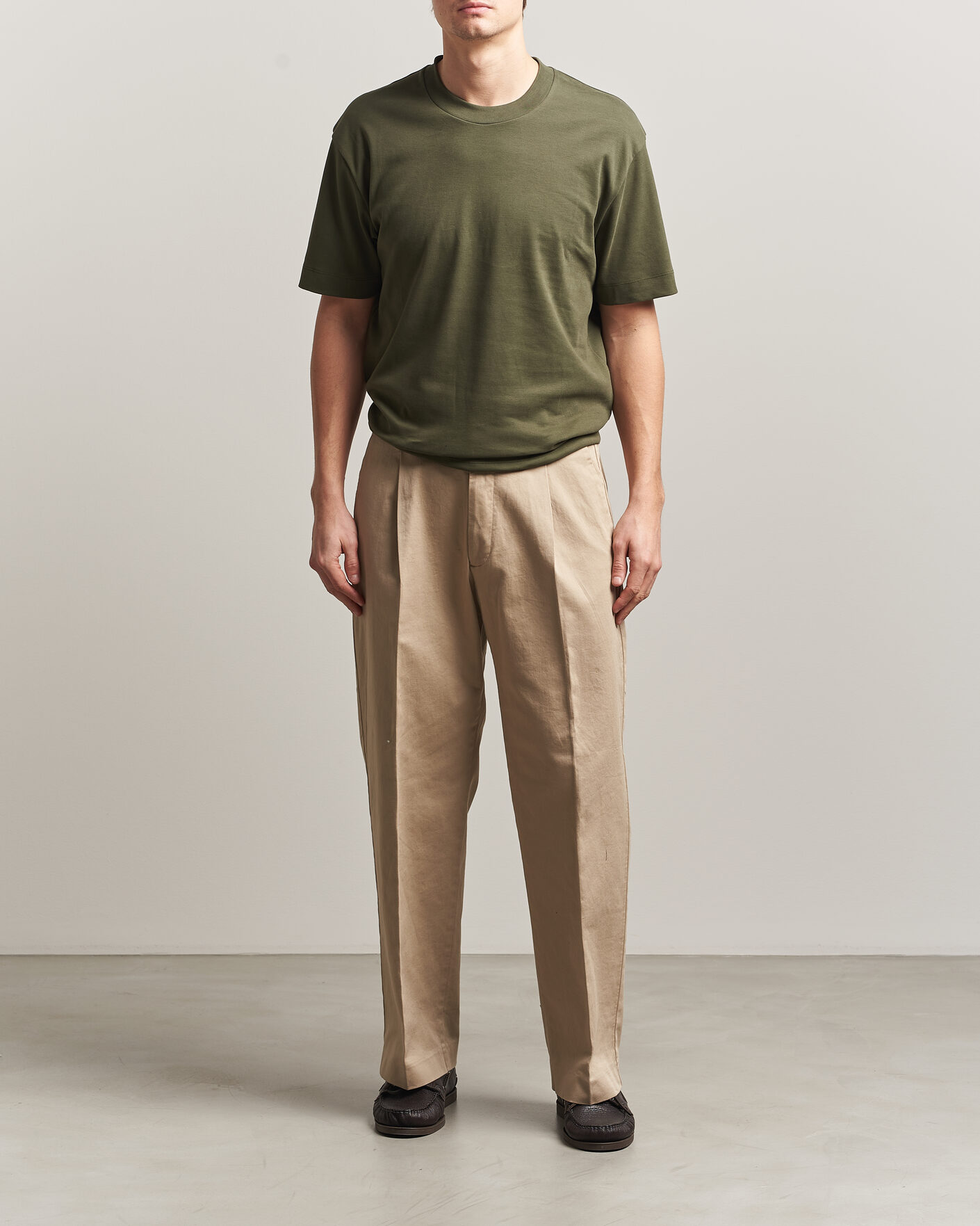 Heren | T-shirts | Sunspel | Heavy Weight Supima Cotton T-Shirt Deep Olive