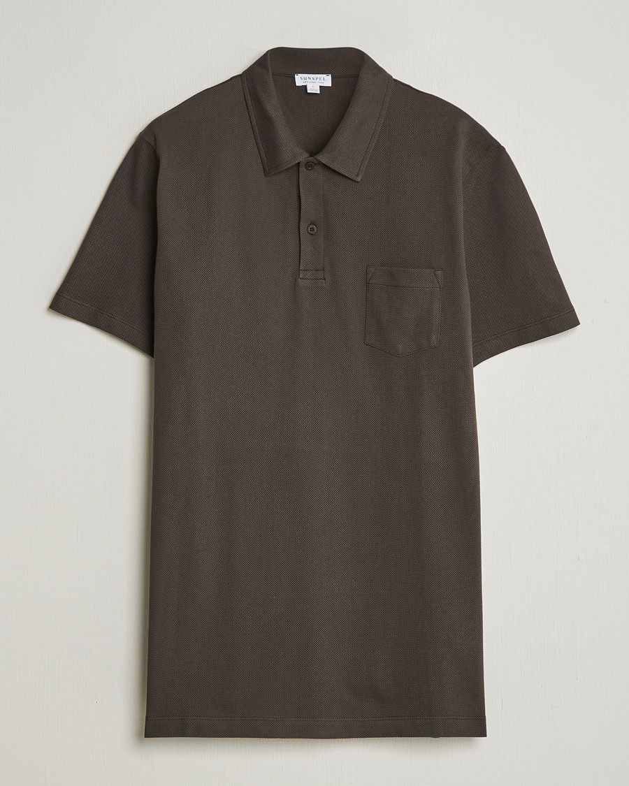 Heren | Polo's | Sunspel | Riviera Polo Shirt Dark Chocolate
