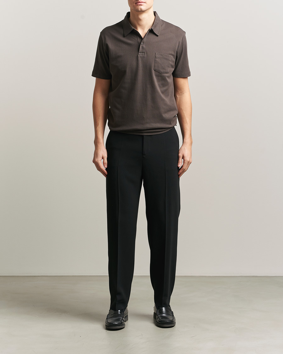 Heren | Polo's | Sunspel | Riviera Polo Shirt Dark Chocolate