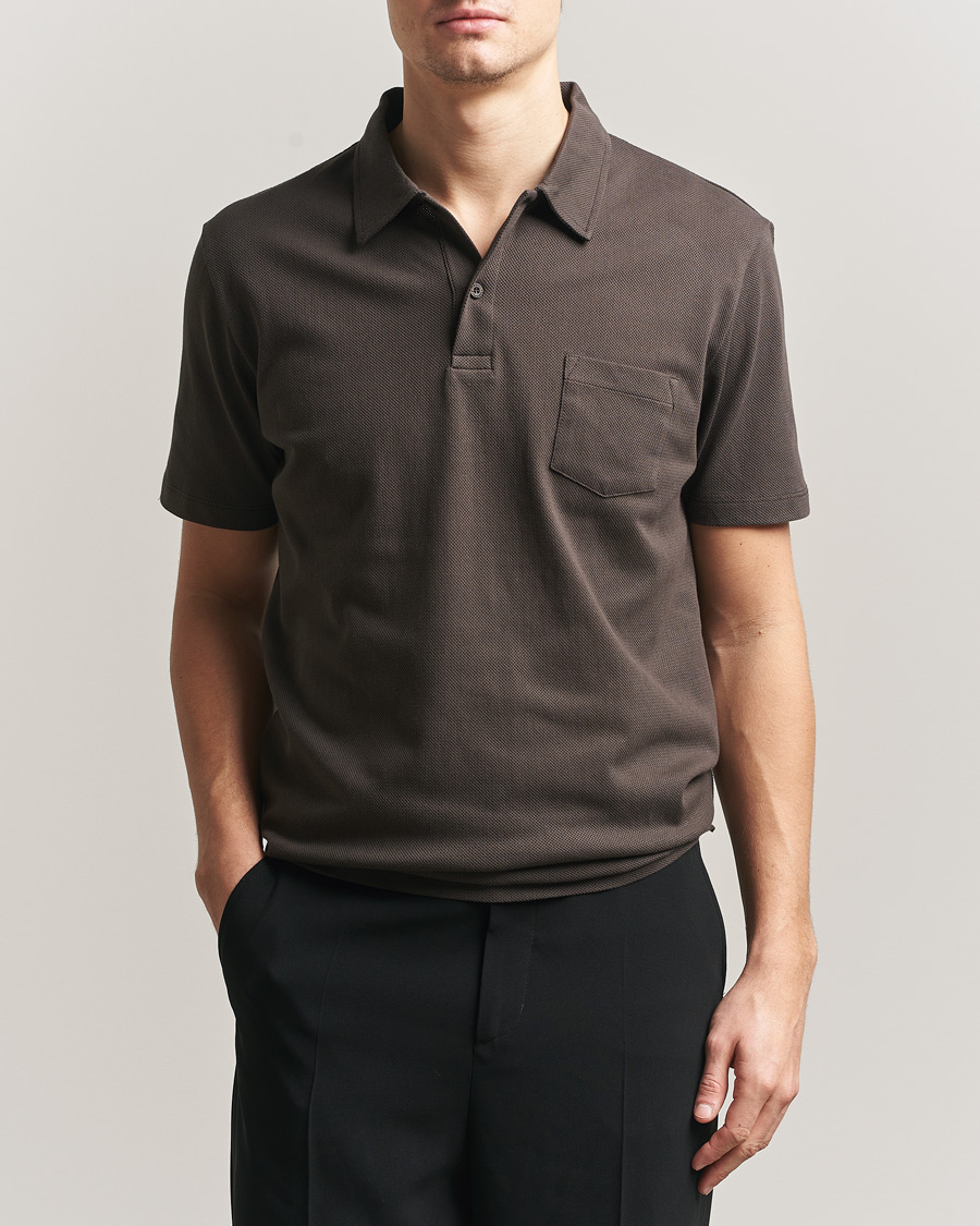Heren | Polo's | Sunspel | Riviera Polo Shirt Dark Chocolate