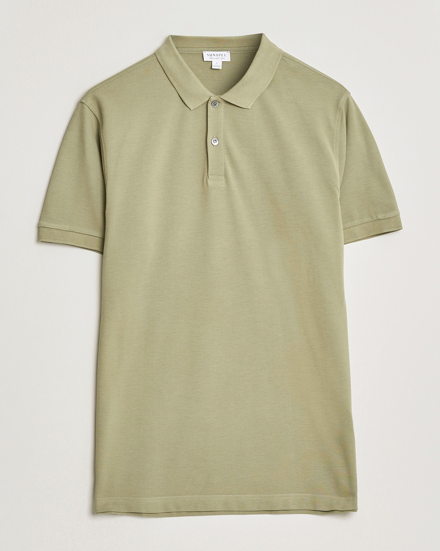 Heren | Polo's | Sunspel | Supima Cotton Short Sleeve Pique Polo Pistachio