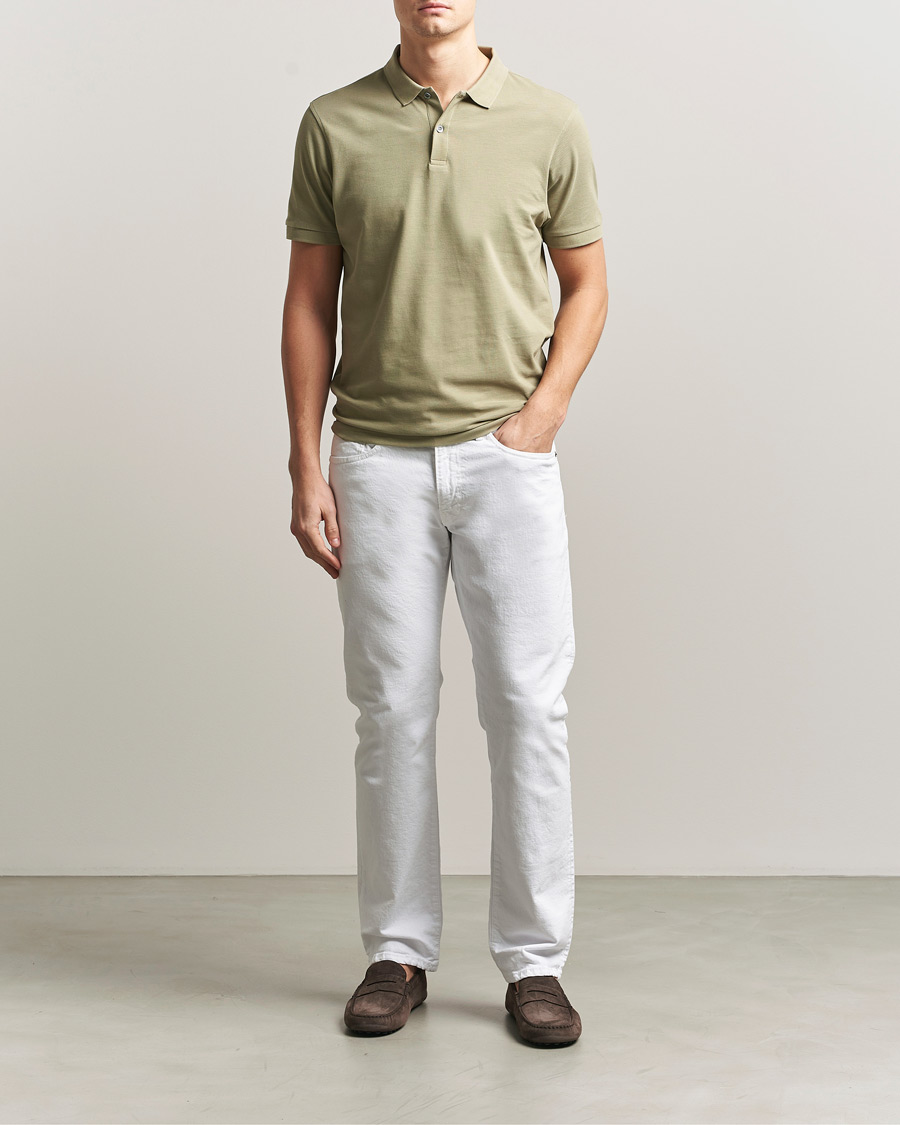 Heren | Polo's | Sunspel | Supima Cotton Short Sleeve Pique Polo Pistachio
