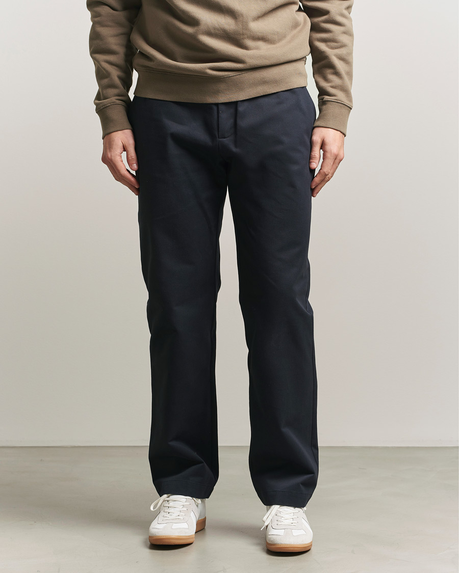 Homme | Pantalons | Sunspel | Soft Cotton Drill Trousers Navy