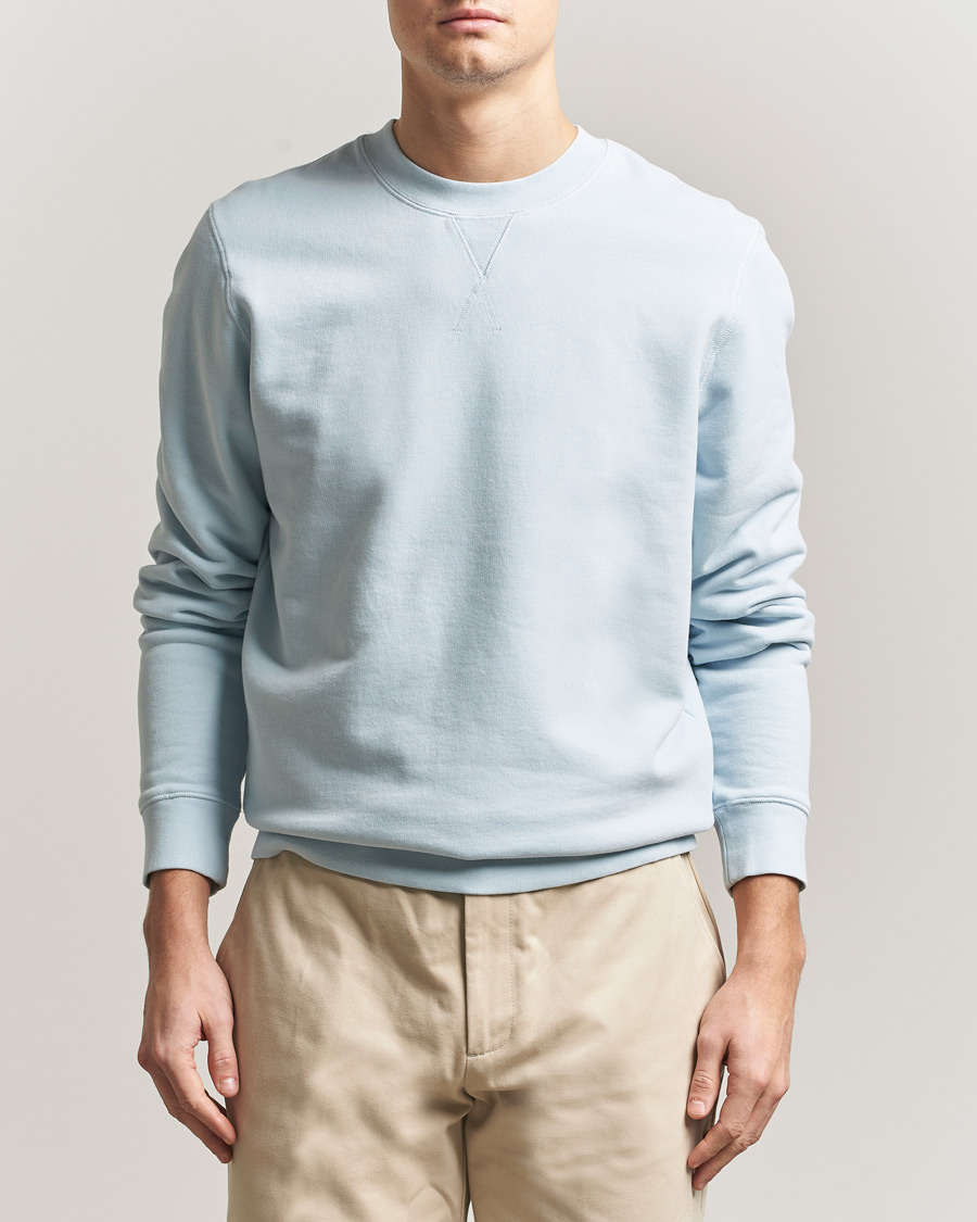 Heren | Truien | Sunspel | Loopback Sweatshirt Pastel Blue