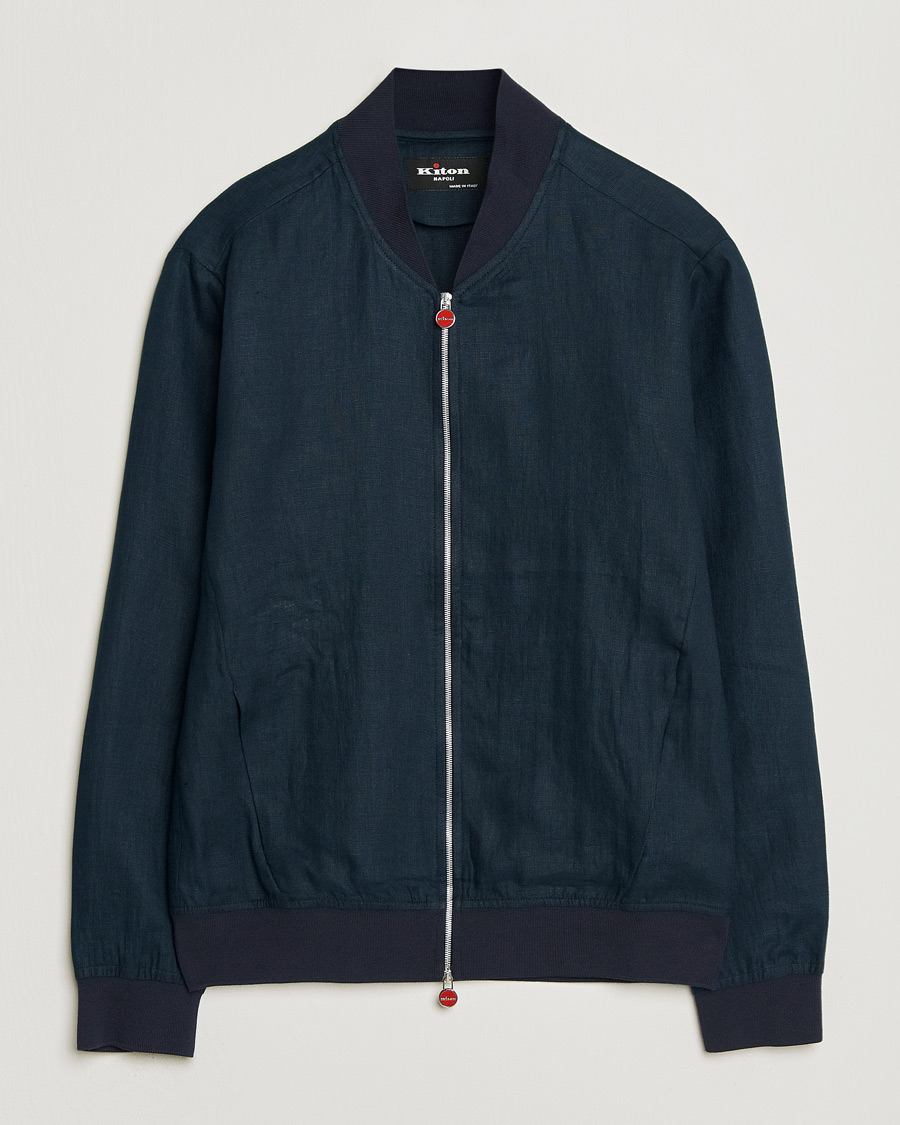 Heren | Jassen | Kiton | Unlined Linen Bomber Jacket Navy