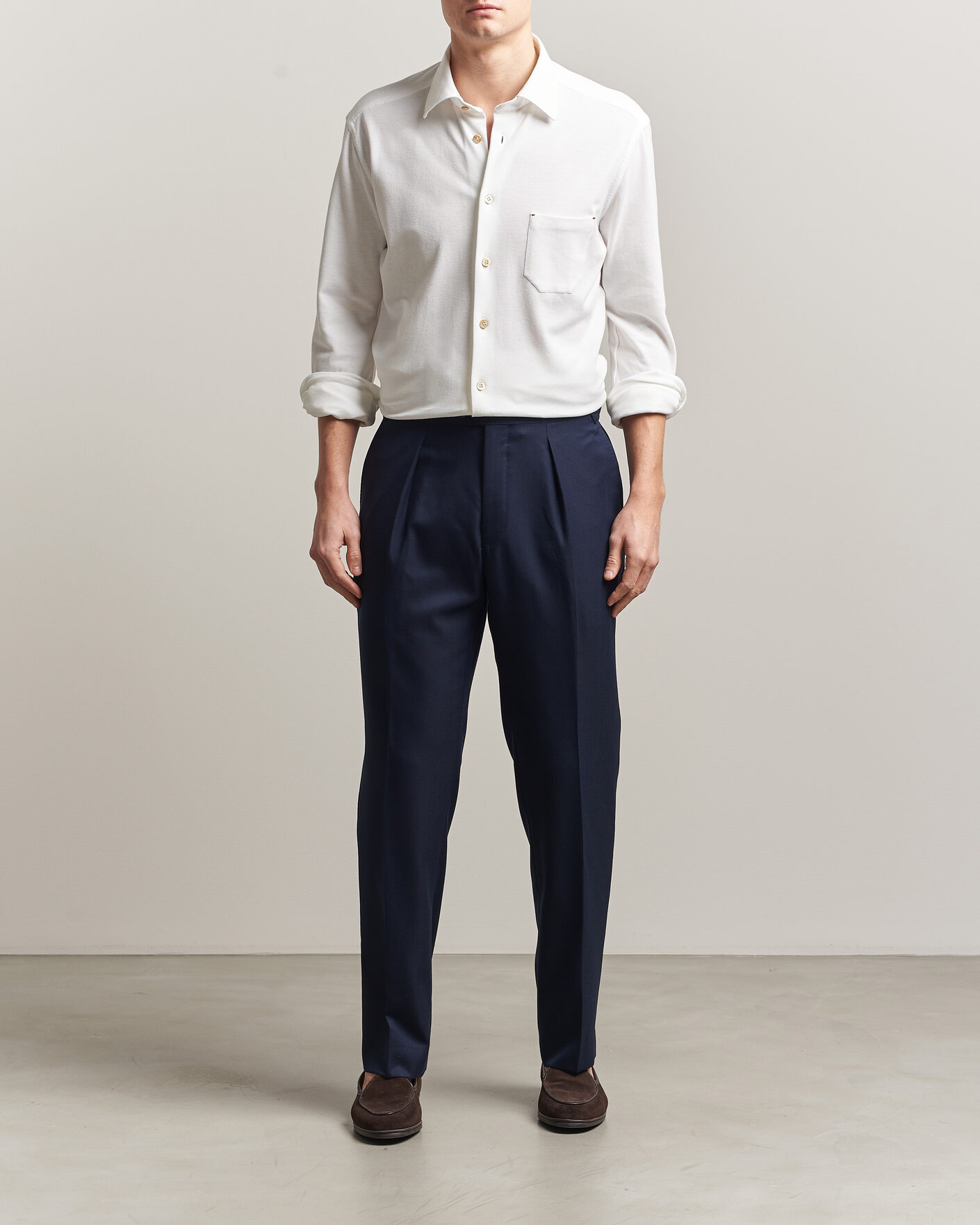 Heren | Overhemden | Kiton | Jersey Piquet Shirt White