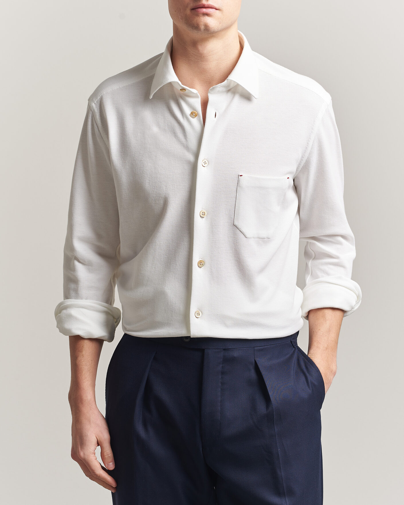 Homme | Chemises | Kiton | Jersey Piquet Shirt White
