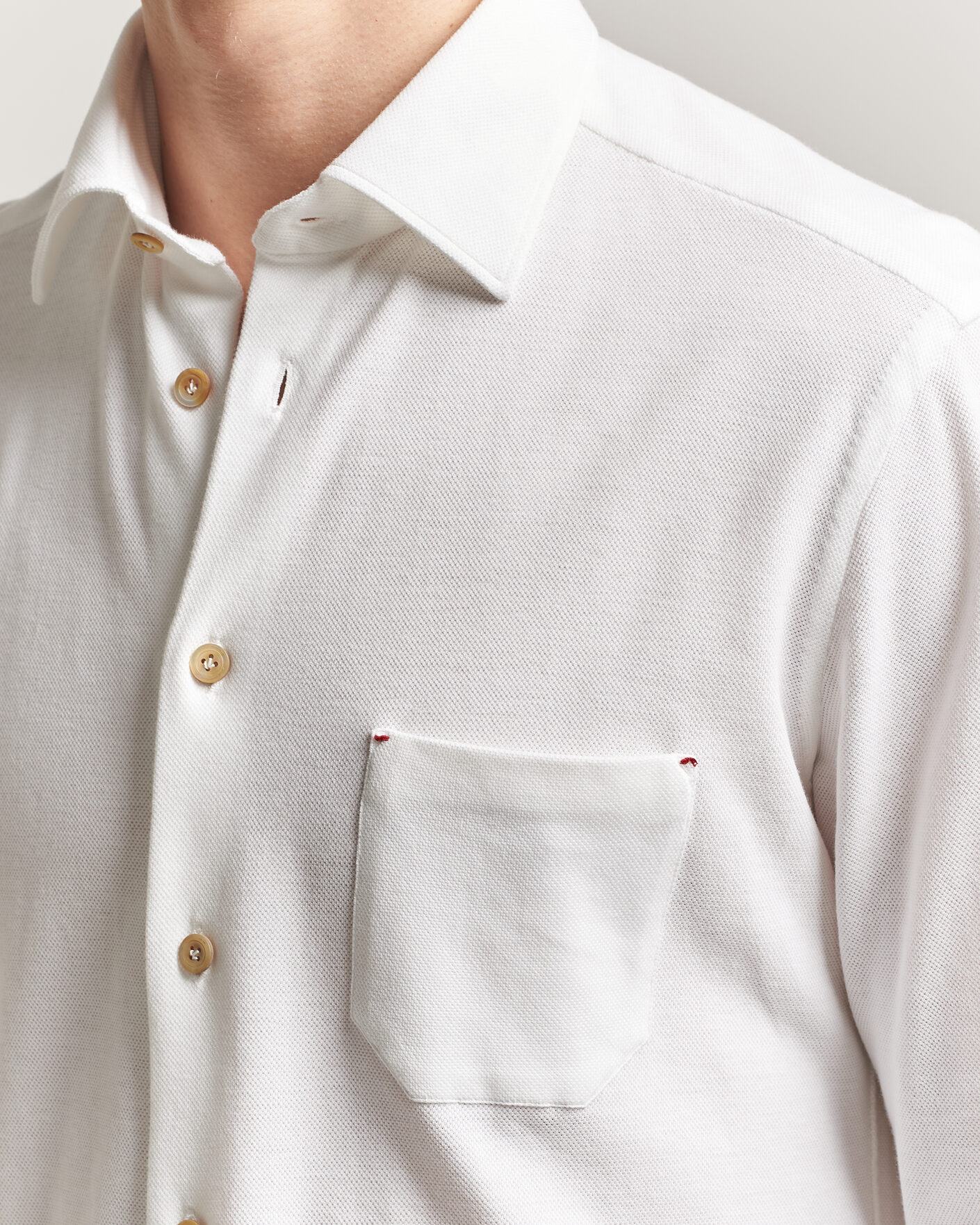 Heren | Overhemden | Kiton | Jersey Piquet Shirt White