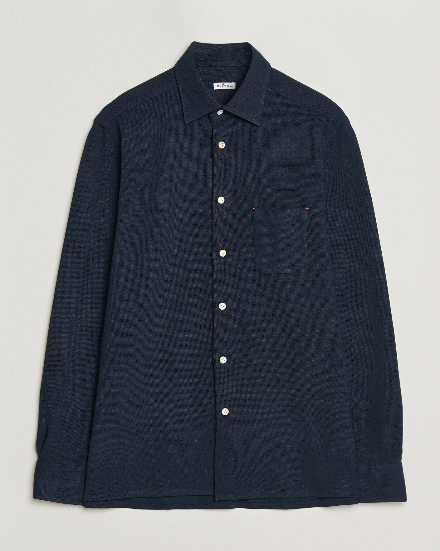 Heren | Overhemden | Kiton | Jersey Piquet Shirt Navy